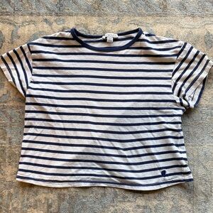 Crewcuts cropped length Navy and White Striped Tee - M